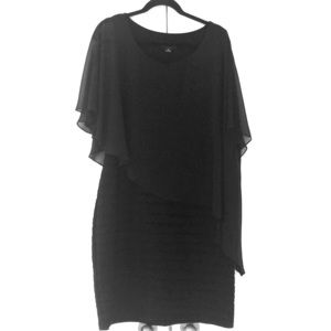 Black bandage dress with sheer overlay